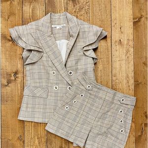 Veronica Beard Plaid Shorts Suit